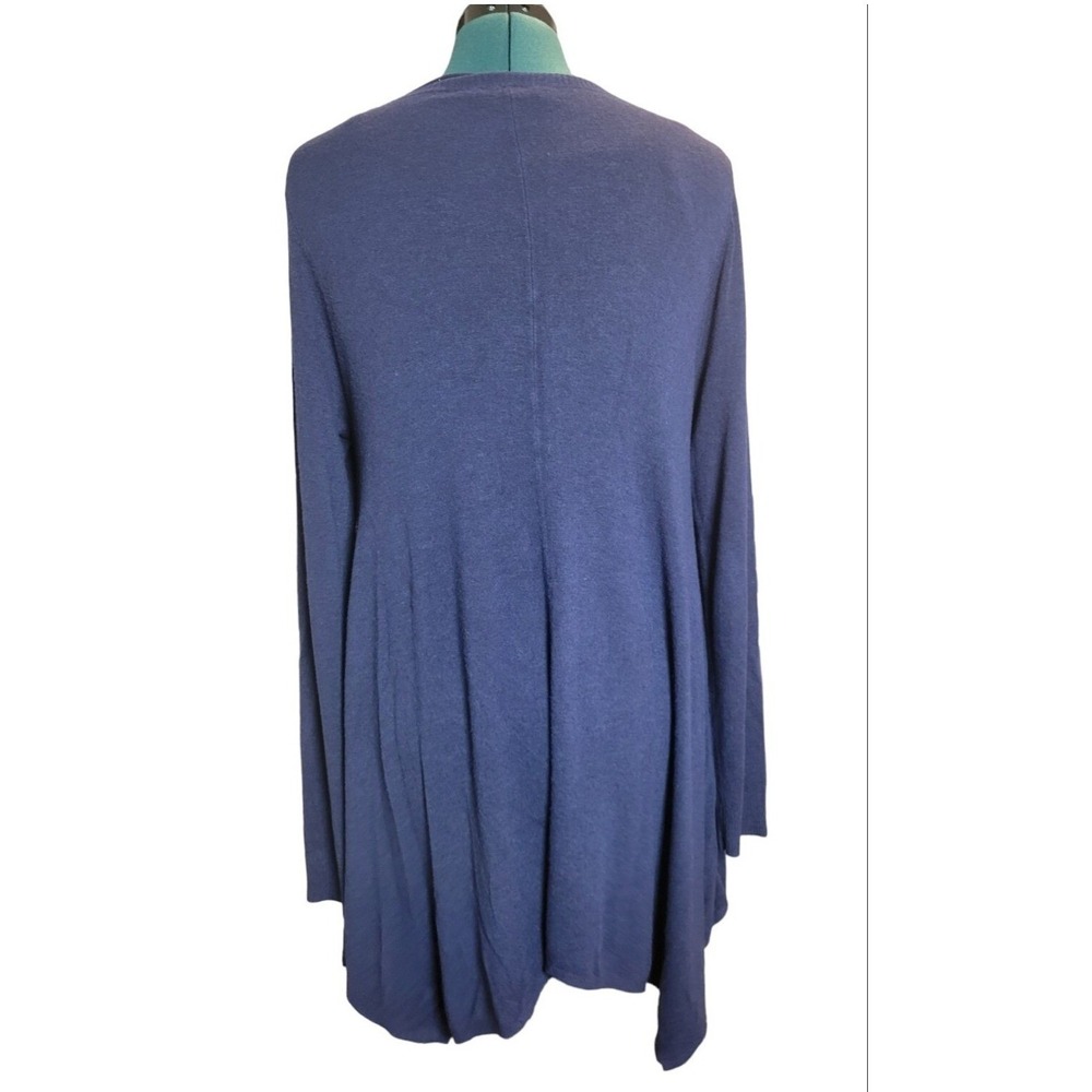 Eileen Fisher Tunic‎ Sweater Medium Blue Viscose Blend Sharkbite Hem Classic - Picture 3 of 7